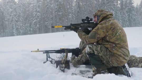 Troops, as part of NATO's enhanced Forward Presence Battlegroup, training in Estonia