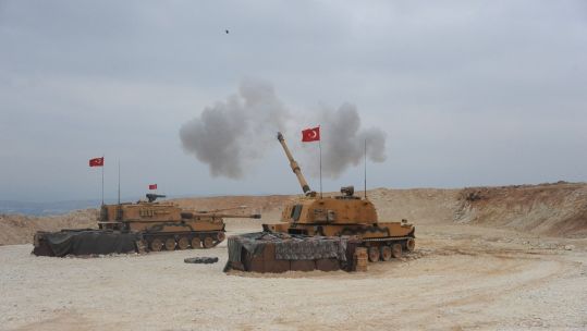 Turkey Tanks Turkish army launches a military operation into northern Syria on the Turkey-Syria border 101019 CREDIT PA