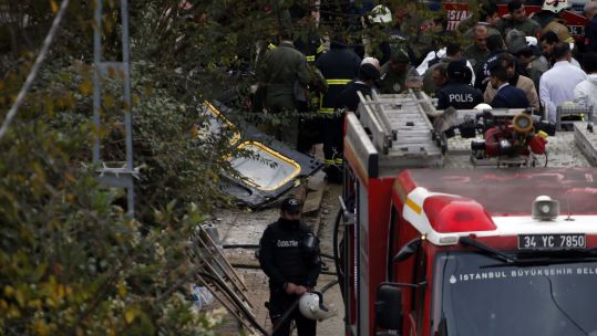 Turkish military helicopter crash aftermath