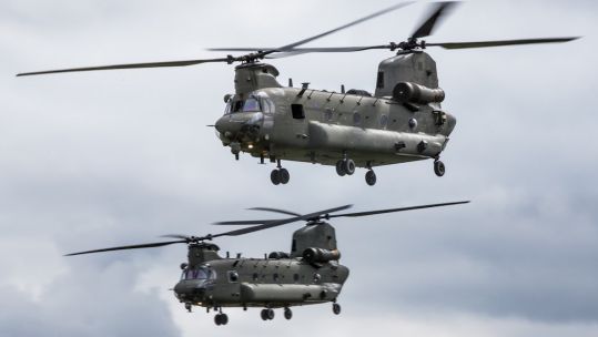 Two Chinook helicopters