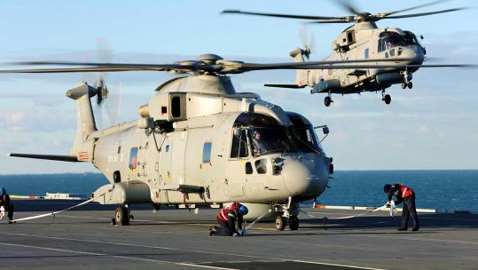 Two Merlin Mk2 helicopters from 820 NAS