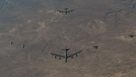 Two US B-52s taking part in a 24 hour flight 190225 CREDIT USCENTCOM X