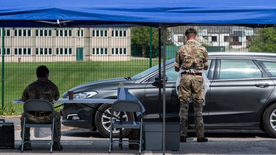 Two soldiers working at the Mobile Testing Unit in Kendal (Picture: MOD).