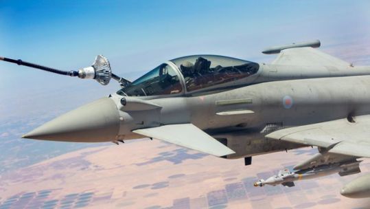 An RAF Typhoon fighter jet on Operation Shader in 2017 (Picture: MOD).
