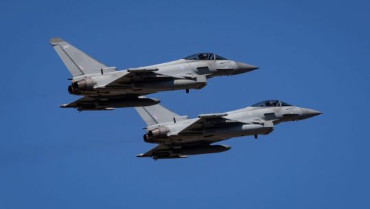 Typhoons from RAF Lossiemouth flew into Mihail Kogalniceanu airbase on the Black Sea coast near Constanta, Romania, for their NATO Air Policing deployment (Picture: RAF).