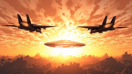 Military jets pursue UFO's. Alamy pic: Image ID: 2B9DYTY