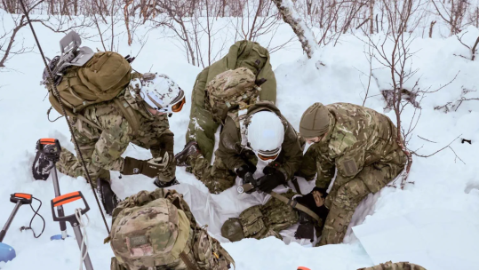 UK Commando Force conduct avalanche rescue exercise in Norway