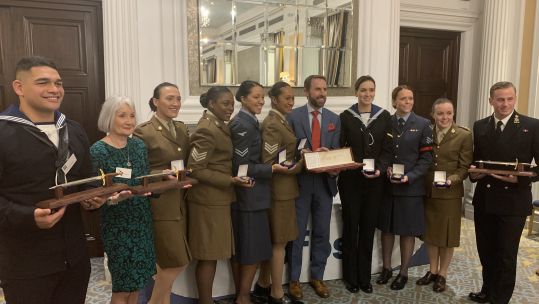 UKAF Awards category winners with Gareth Southgate at the RAF Club.