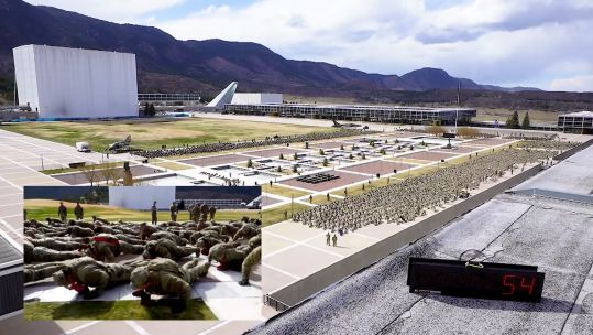 US Air Cadets breaking Guinness World Record for most people simultaneously doing press ups