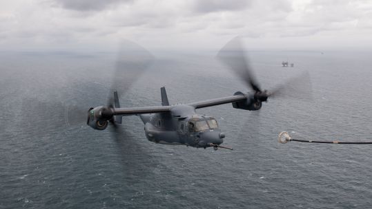A US Air Force CV-22 Osprey from the 352nd Special Operations Wing.