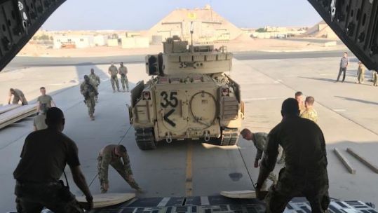 The US Army has sent Bradley fighting vehicles to eastern Syria (Picture: Twitter/ OIRSpox).