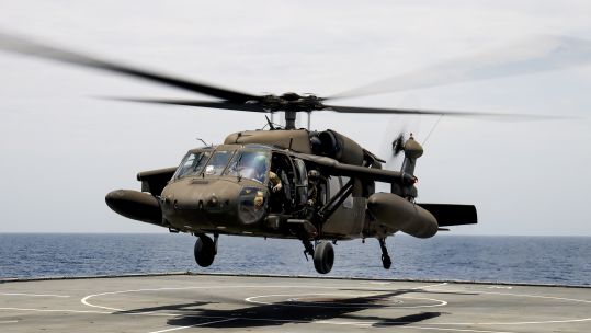 US Army UH60L Black Hawk helicopters on board RFA WAVE KNIGHT assist with aid response in Haiti 19082021 Credit MOD Crown Copyright.jpg
