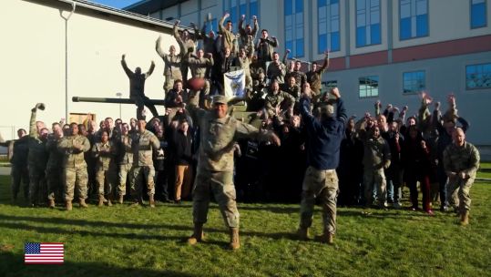 US Army personnel ahead of the US Army US Navy American Football match