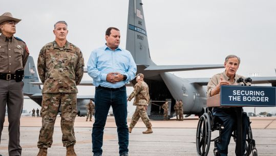 US Governor Greg Abbott authorised 400 Texas Tactical Border Force personnel to work with National Guard soldiers.jpg