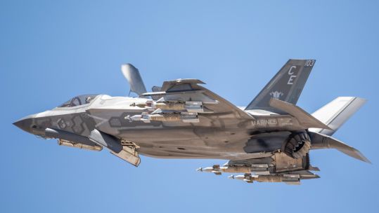 The United States projects power in the Indo-Pacific using assets like the Marine Corps' F-35B, seen here in Beast Mode with underslung munitions (Picture: US Department of Defence)