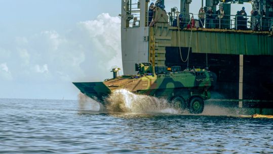 The US Marine Corps successfully transported troops using their new amphibious combat vehicle (ACV) to and from a ship during both night and day operations (Picture: US Department of Defence)