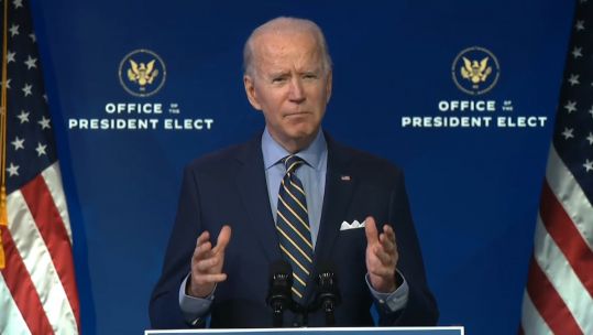 US President Elect Joe Biden speaks about US national security agencies 281220 CREDIT POOL FOOTAGE no credit required