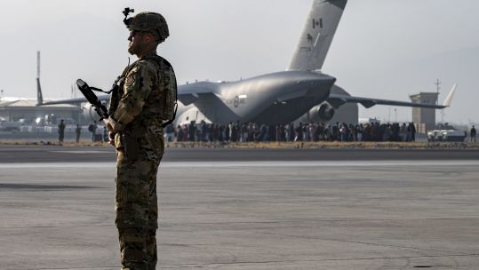 US service member at Kabul airport 