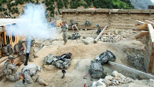 US troops Afghanistan mortar fire