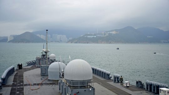 US Navy Ship USS Blue Ridge arriving in Hong Kong in April this year (Picture: US Department of Defense).