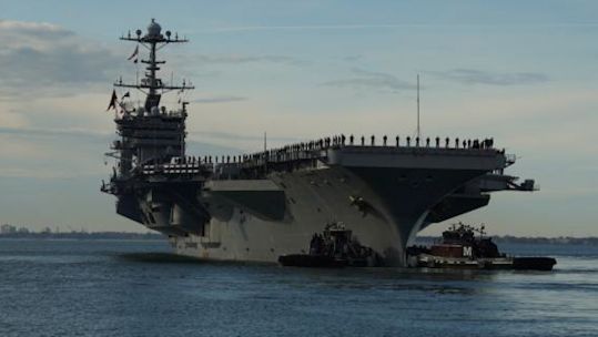 USS Harry S. Truman departs Naval Station Norfolk as part of Harry S. Truman Carrier Strike Group’s deployment earlier this month (Picture: US Department of Defense).