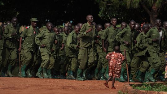 Ugandan soldiers gather in Singo ready for Somalia deployment 010819 CREDIT PA