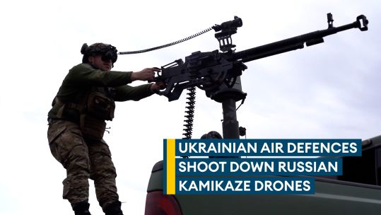 Ukrainian air defences machine gun shoot down Russian kamikaze drones 150323 CREDIT Defense of Ukraine