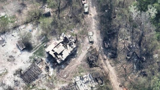Ukrainian forces release images of destroyed military vehicles at river crossing 12052022 CREDIT Ukrainian Airborne Forces Command via Reuters.jpg