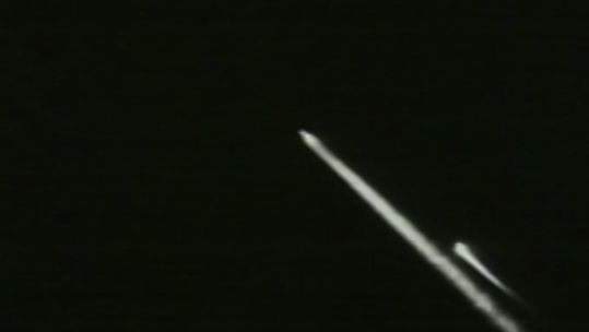 Unarmed US Intercontinental Ballistic Missile after being fired during operational testing 