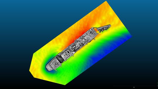 Undated handout photo issued by Historic England showing the multibeam survey of the wreck of the Normannia, used in Dunkirk Evacuation