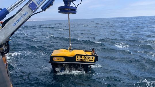 Undersea Rescue Command deploys US Navy Sibitzky Remotely Operated Vehicle (ROV) during search for missing personnel 