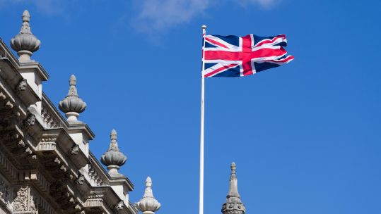 Union Flag Union Jack flying on the Foreign Office building, Whitehall, Westminster. London (Picture: Alamy),