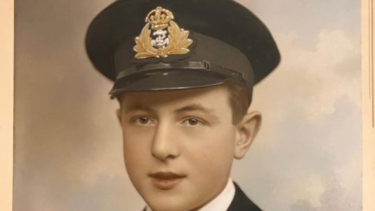 Mr Morris was a gunnery officer during her bombardment of Normandy during the D-Day landings (Picture: Lt Morris RN)