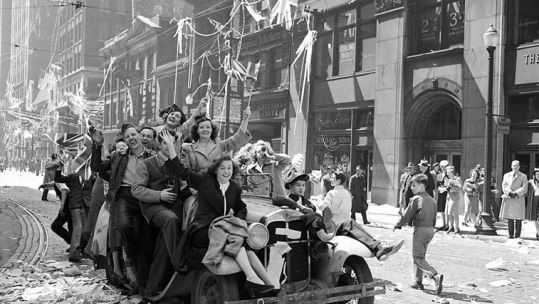 VE Day celebrations on Bay Street in Toronto Canada 1945 SOURCE City of Toronto Archives