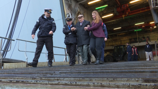 Lloyd Seaward, who survived the sinking of HMS Exeter in 1942 and was taken prisoner by the Japanese, travelled over for a reunion of HMS Exeter veterans. 