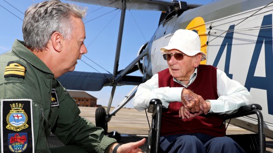 Veteran Ian Templer meets Fairey Swordfish CREDIT SWNS