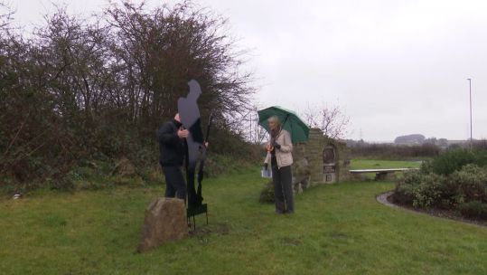 Veteran Stephan Drew replaces the silent soldier statue in Kings Clipstone, Nottinghamshire.