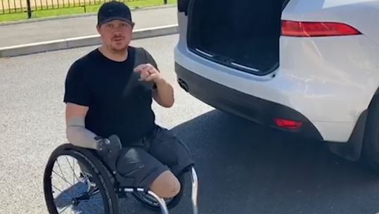 Veteran part of Project Generation R shows pupils how he gets in the car despite disability 090620 CREDIT Generation R.jpg