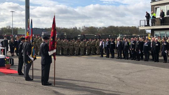 Veterans and serving personnel during the ceremony.