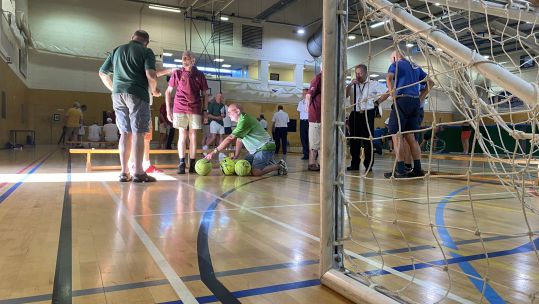 Veterans take part in a blind sports day at HMS Sultan, Gosport.
