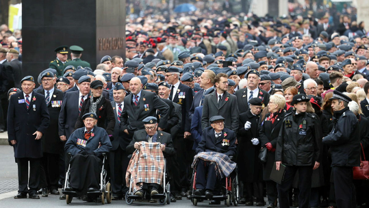 Veterans take up their positions for the National Service of Remembrance