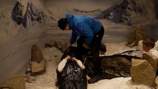 Veterans testing a new system designed to keep injured personnel warm in extreme environments whilst they receive help