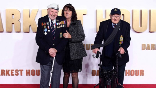 Veterans of the Second World War on the red carpet at the London premiere of film Darkest Hour