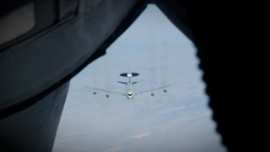View of NATO AWACS from the sky 230719 CREDIT BFBS
