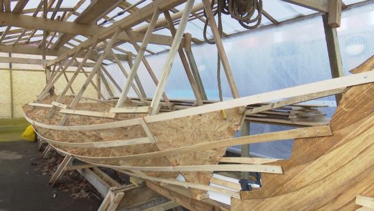Viking ship under construction 030120 CREDIT BFBS