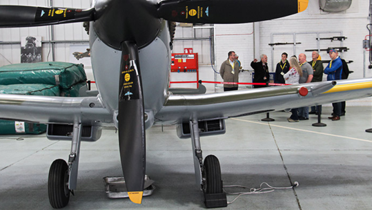 Visitors are led around the BBMF hangar by enthusiastic and knowledgeable volunteer guides CREDIT RAF.