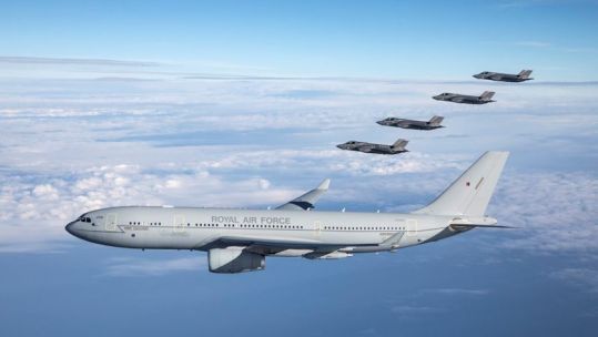 RAF Voyager with F-35 fighter jets (Picture: MOD).