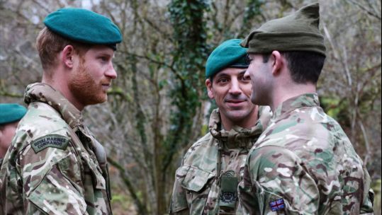 WO2 Daz Joyce and Marine Dylan Joyce with Prince Harry