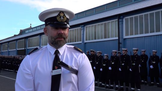 Warrant Officer 1 Darren ‘Eddie’ Wearing, who has been in charge of training Royal Navy personnel for ceremonial events for eight years