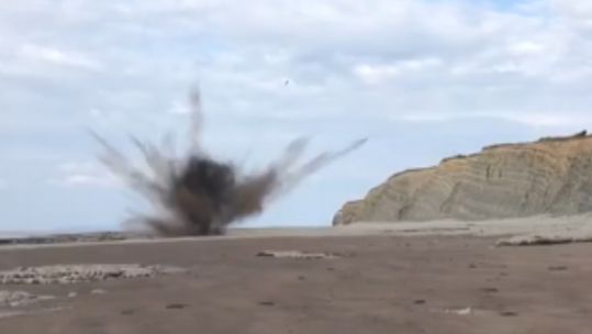 Wartime shells exploded by Royal Navy.